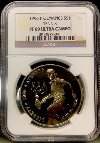 1996-P OLYMPICS TENNIS Silver Dollar NGC PF69💥EXCELLENT QUALITY💥