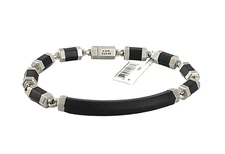 DAVID YURMAN STERLING SILVE & BLACK RUBBER HEX 7 mm BRACELET sz M NEW BOX 49B