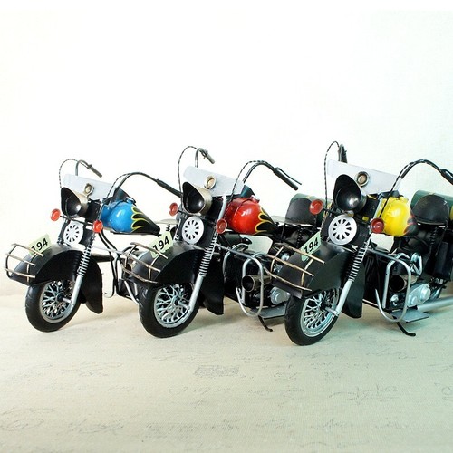 Handmade Iron Motorcycle Model Collectible Metal Art Motorbike Sculpture Decor - Picture 10 of 21