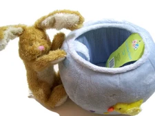 Easter Spring Plush Blue Treat Basket Tote With Bunny Rabbit Plush New