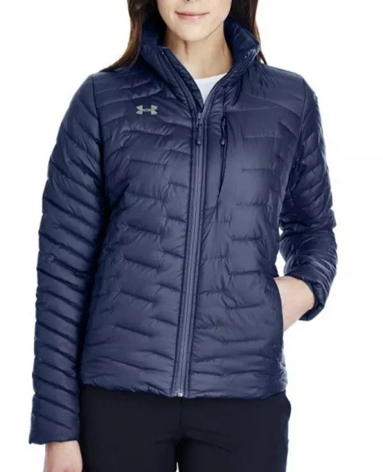 Under Armour ColdGear Reactor Puffer Jacket 1317228-410 Women’s Small Navy  $200