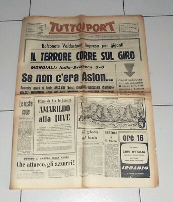 La Gazzetta Dello Sport – 8 Juin 1962 : Italie-Suisse 3-0 Et Publicité Moto Guzzi
