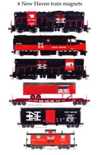 New Haven locomotives, freight cars & Caboose Set of 6 magnets Andy Fletcher