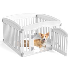 Dog Playpen Plastic Pet Playpen Lockable Sliding Door 4/6 Panel 24in Suction Cup