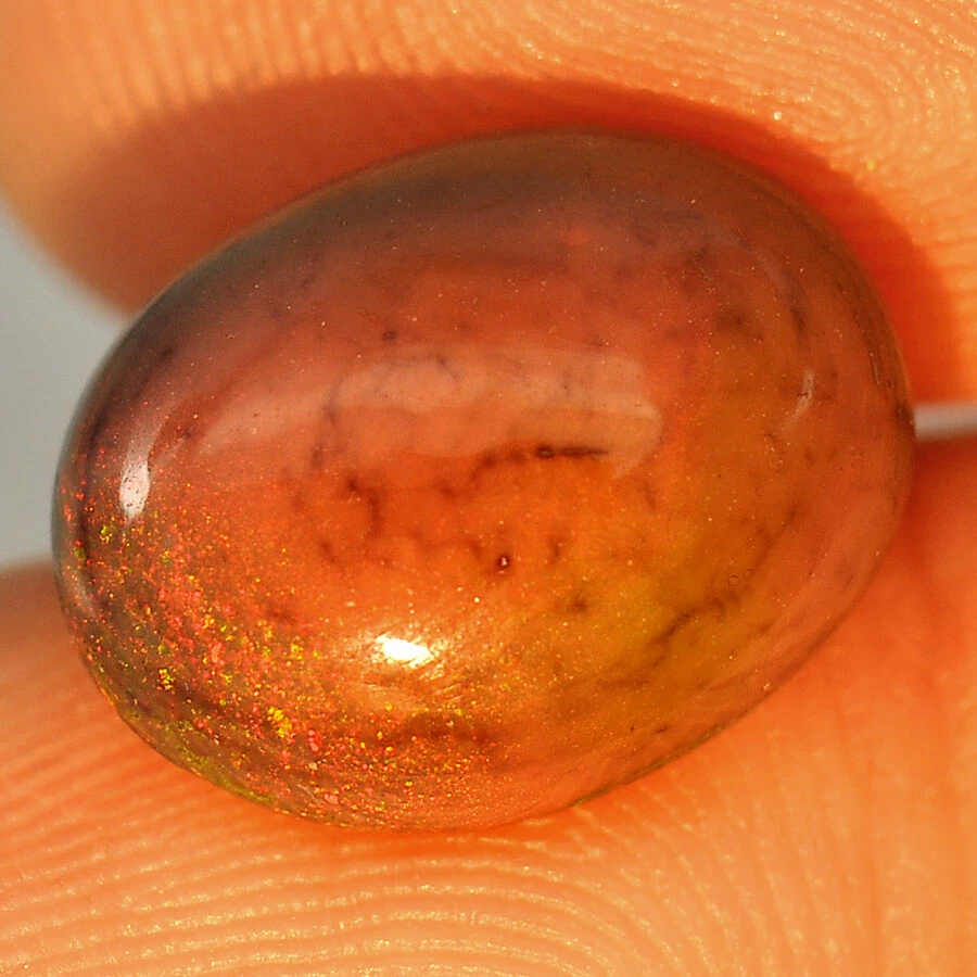 Juego de Colores Arco Iris Fuego Rojo Negro Ópalo 2.52 Ct Cabujón Ovalado Piedra Preciosa Natural Foto 2 de 4