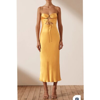 SHONA JOY ALMA LACE UP MIDI DRESS - SAFFRON Size 10 $295 | eBay