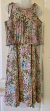 1970s Vintage Floral Pastel Flowing Dress Boho