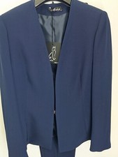 Womens Elegant Suit Collarless Jacket Long Sleeve With Cigarette Pants