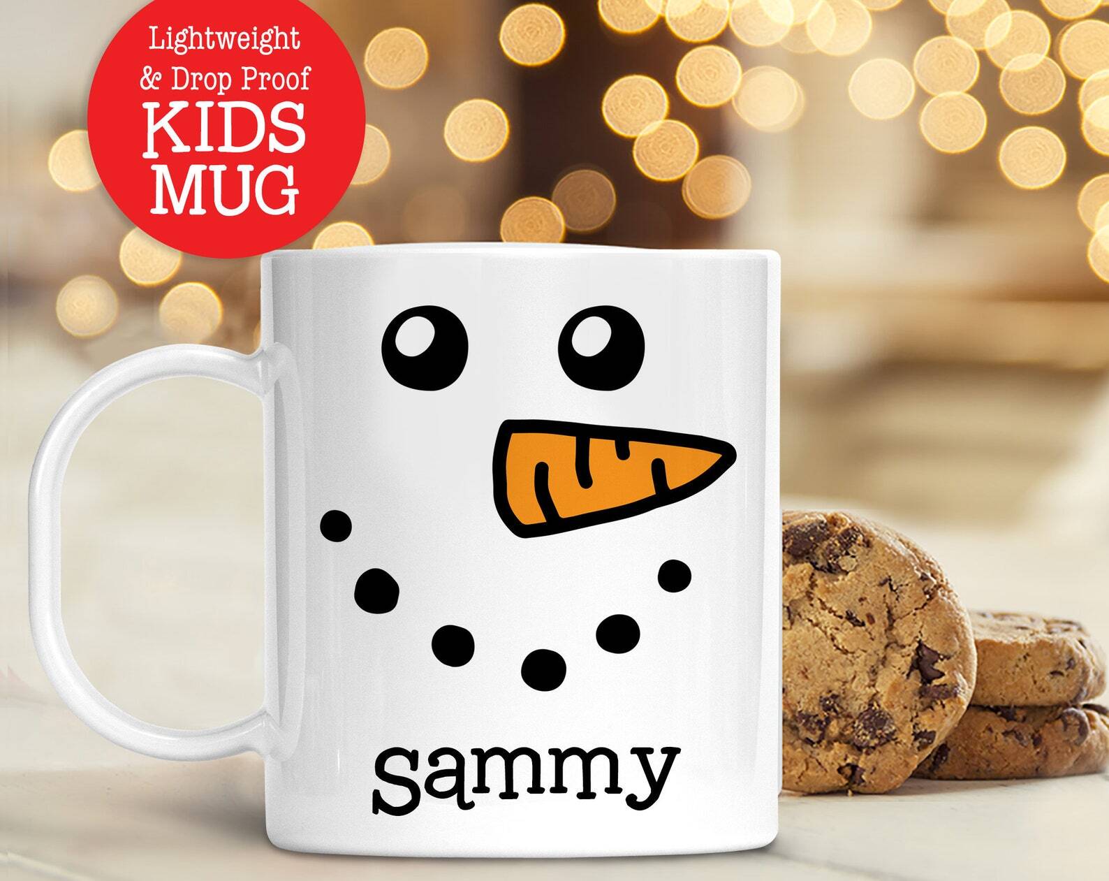 Kids Personalized Snowman Christmas Mug Dishwasher Safe Lightweight Unbreakable
