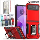 For Motorola Razr (2023) Case Shockproof Ring Kickstand Cover + Screen Protector