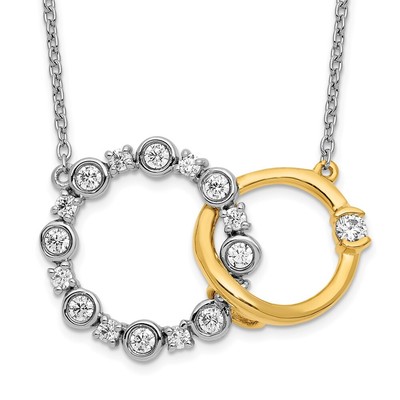 0,41 Karat im Labor gewachsene Diamant Kreis Halskette 14K zweifarbig Gold (VS/SI, GH)