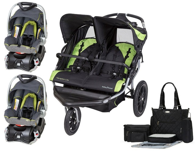 Red Grey Green Double Jogger Stroller Compatible Sets 2 Car Seats