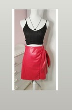 Jupe En Simili Cuir Rouge Femme Taille 36 , S , Automne Hiver Et Soirée ❤️