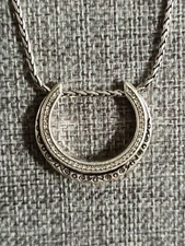 Brighton Crescent Moon Reversible Rhinestone Silver Tone Necklace