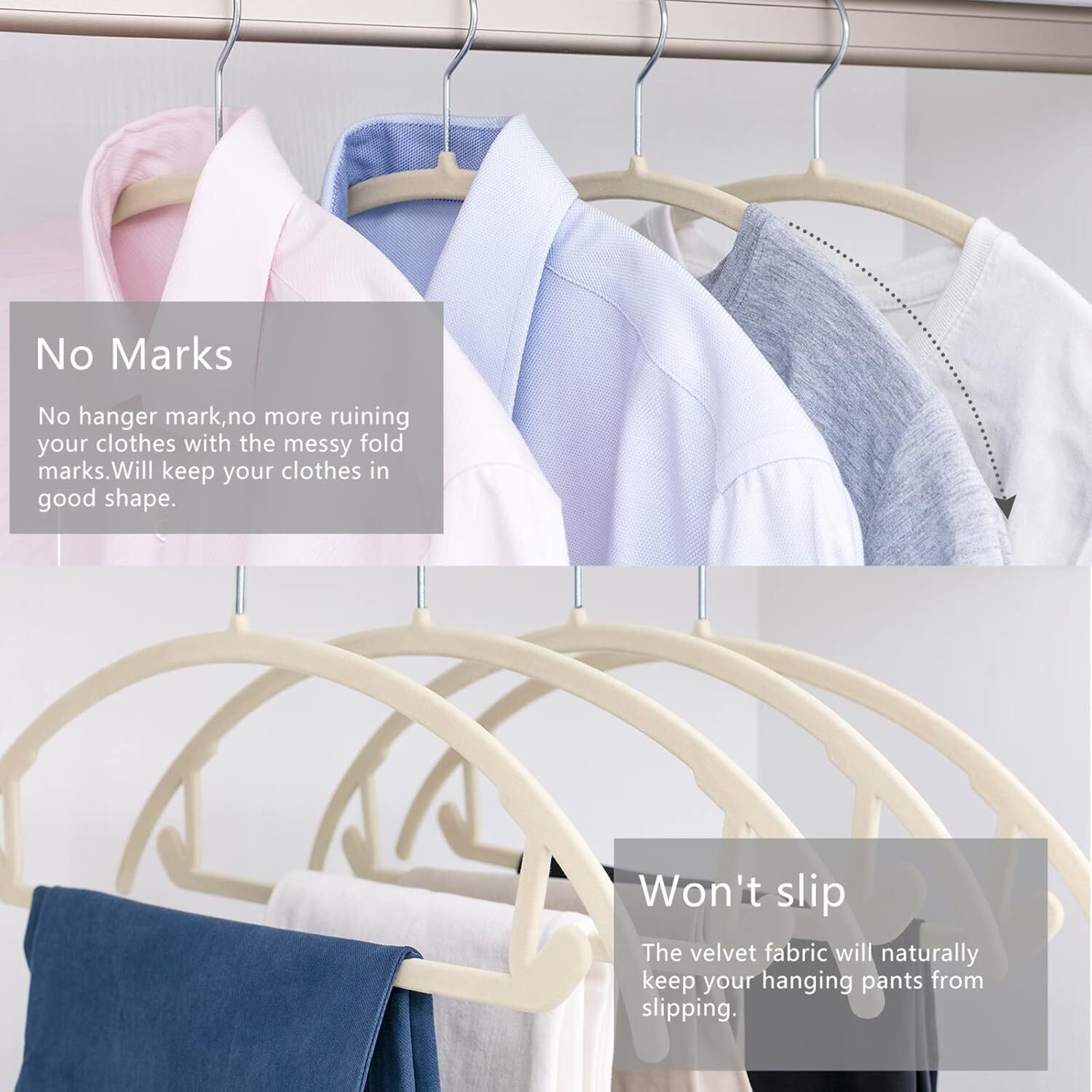 50 Heavy Duty Velvet Hangers with Chrome Hooks - Premium Pack-image