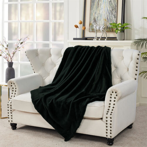 Fox Faux Fur Throw Blanket Warm Luxury Plush Cozy for Bed Couch Sofa Solid Color - Picture 151 of 160