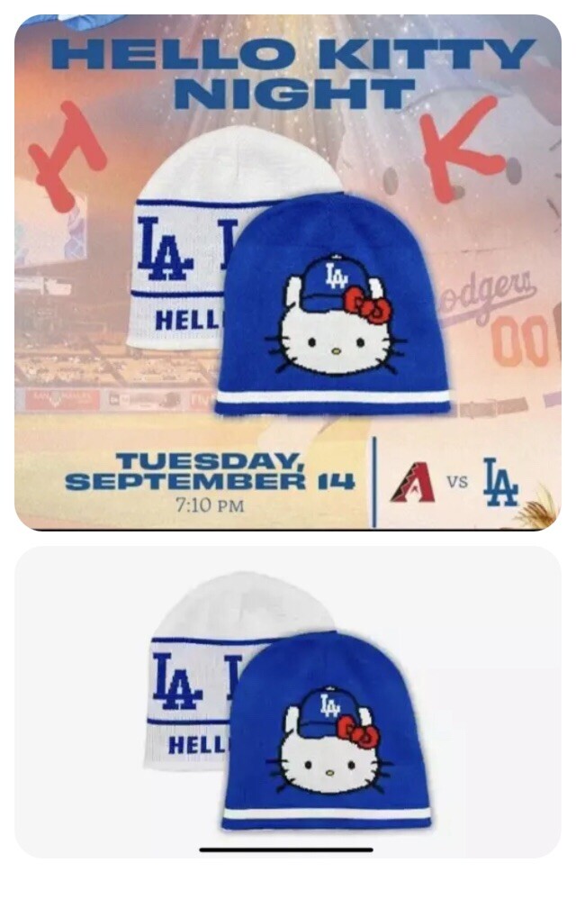 2021 Dodgers Hello Kitty Night Knit Cap Beanie Special 