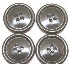 WWII US Green Plastic Overcoat Buttons 1 1/8in 28mm 45L lot of 4 B4227