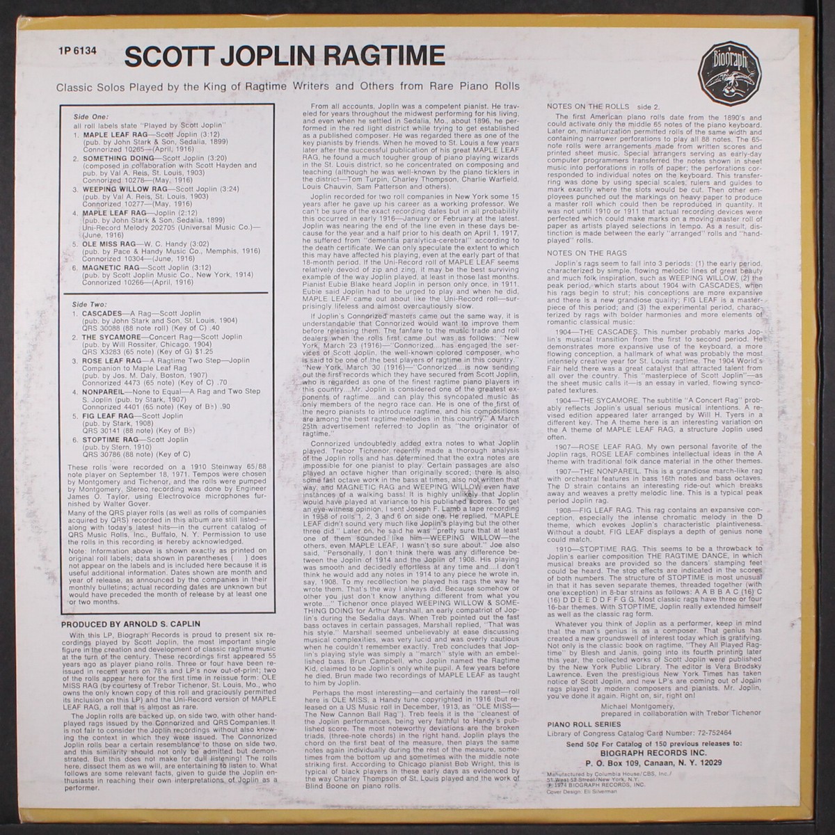 SCOTT JOPLIN: himself - ragtime BIOGRAPH 12