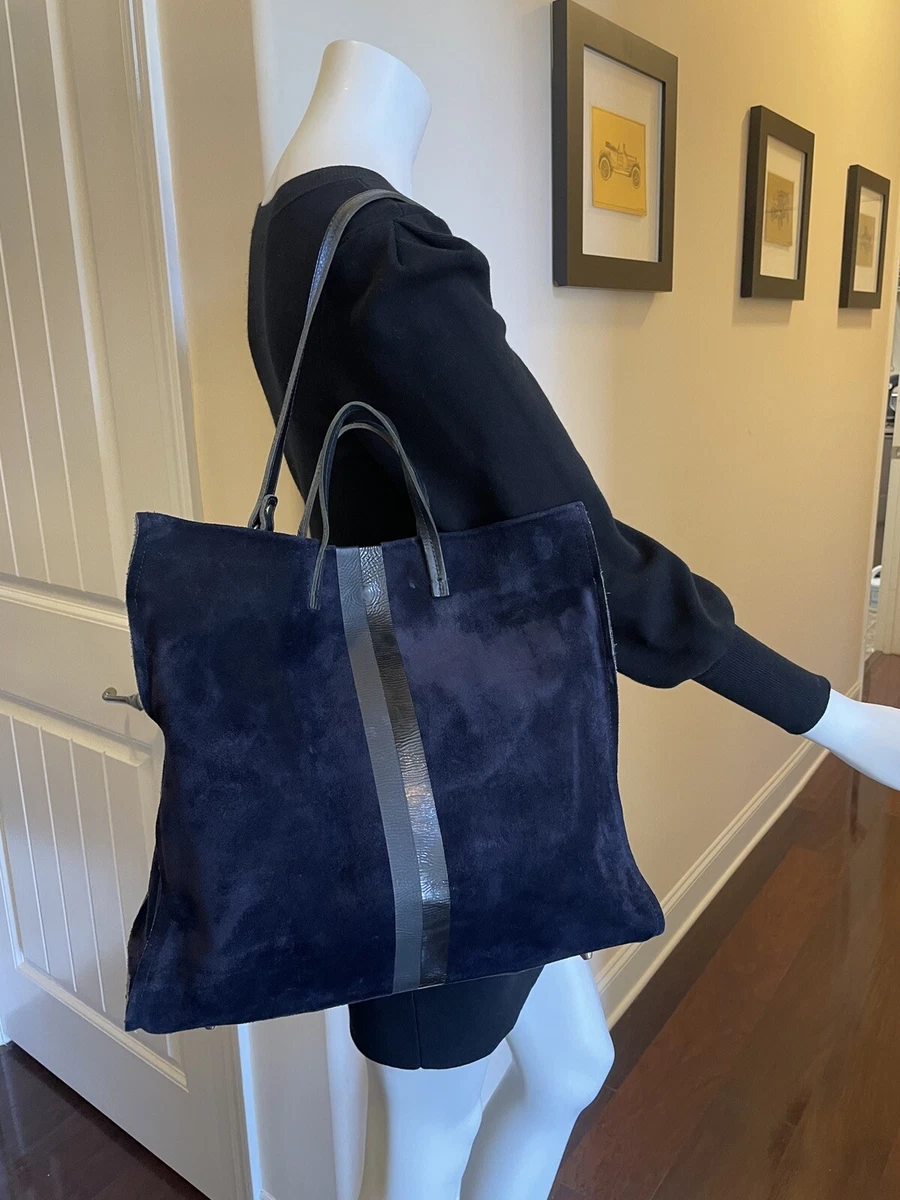 simple stripe suede tote