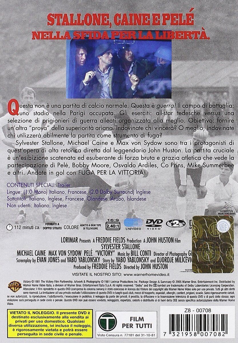 Dvd FUGA PER LA VITTORIA Sylvester Stallone Pele' Caine nuovo