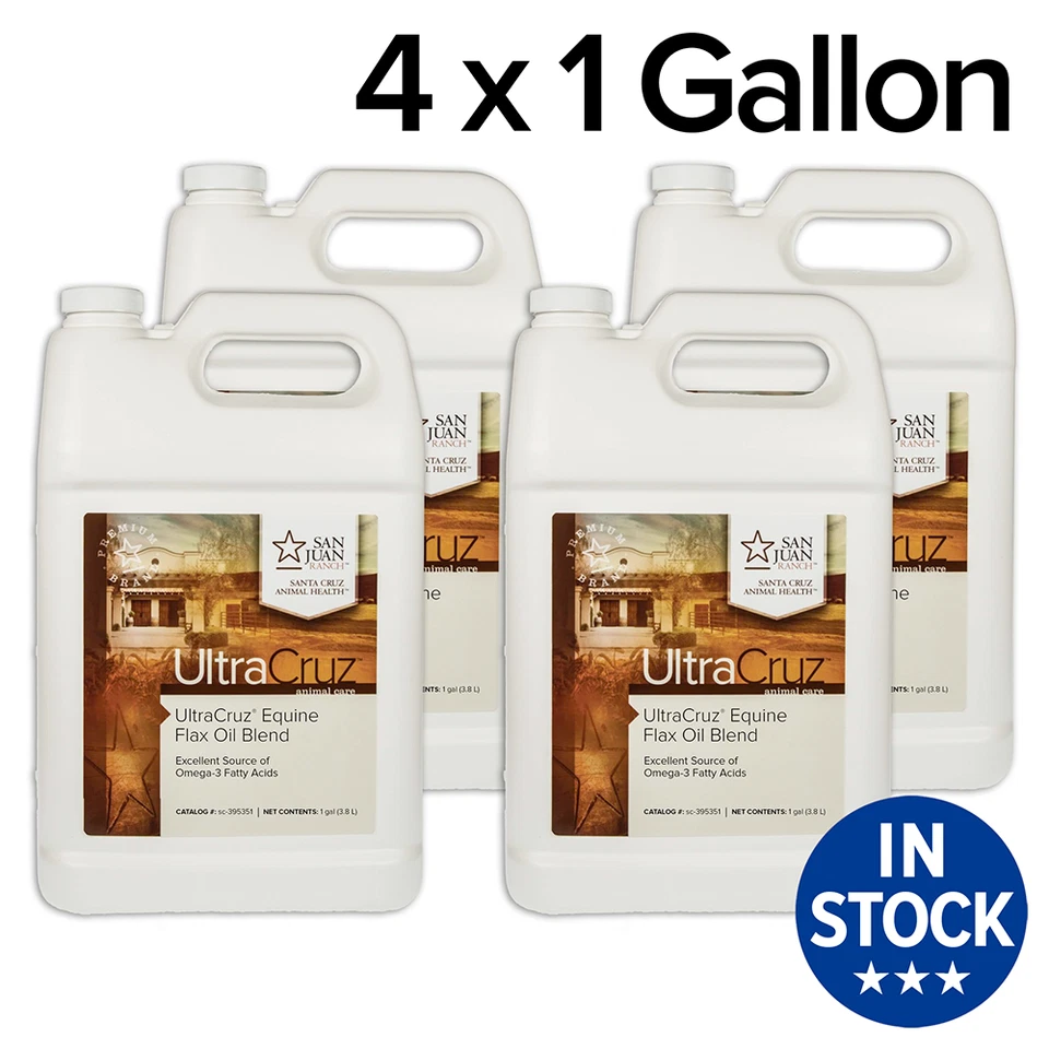 UltraCruz Flax Oil Blend Supplement for Horses and Livestock, 4 x 1 Gallon