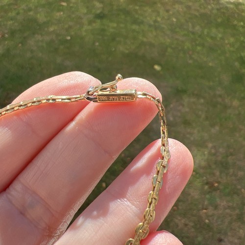 ESTATE 14K YELLOW ROSE WHITE GOLD CHEVRON CHAIN CHOKER NECKLACE 16" ITALY 16gr - Picture 9 of 13