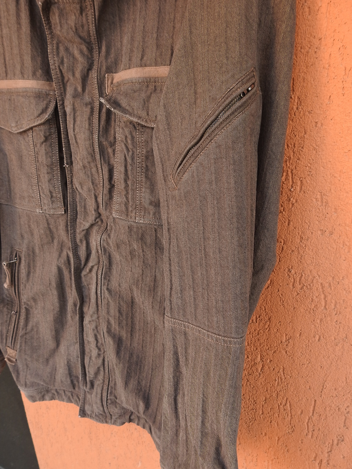 Napapijri Geographic Jacket Mens Medium Coat Lined Herringbone Brown (EU Large)