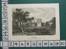 1805 SMALL ANTIQUE PRINT ~ STOKE PARK ~ GRAY'S MONUMENT SEAT OF JOHN PENN