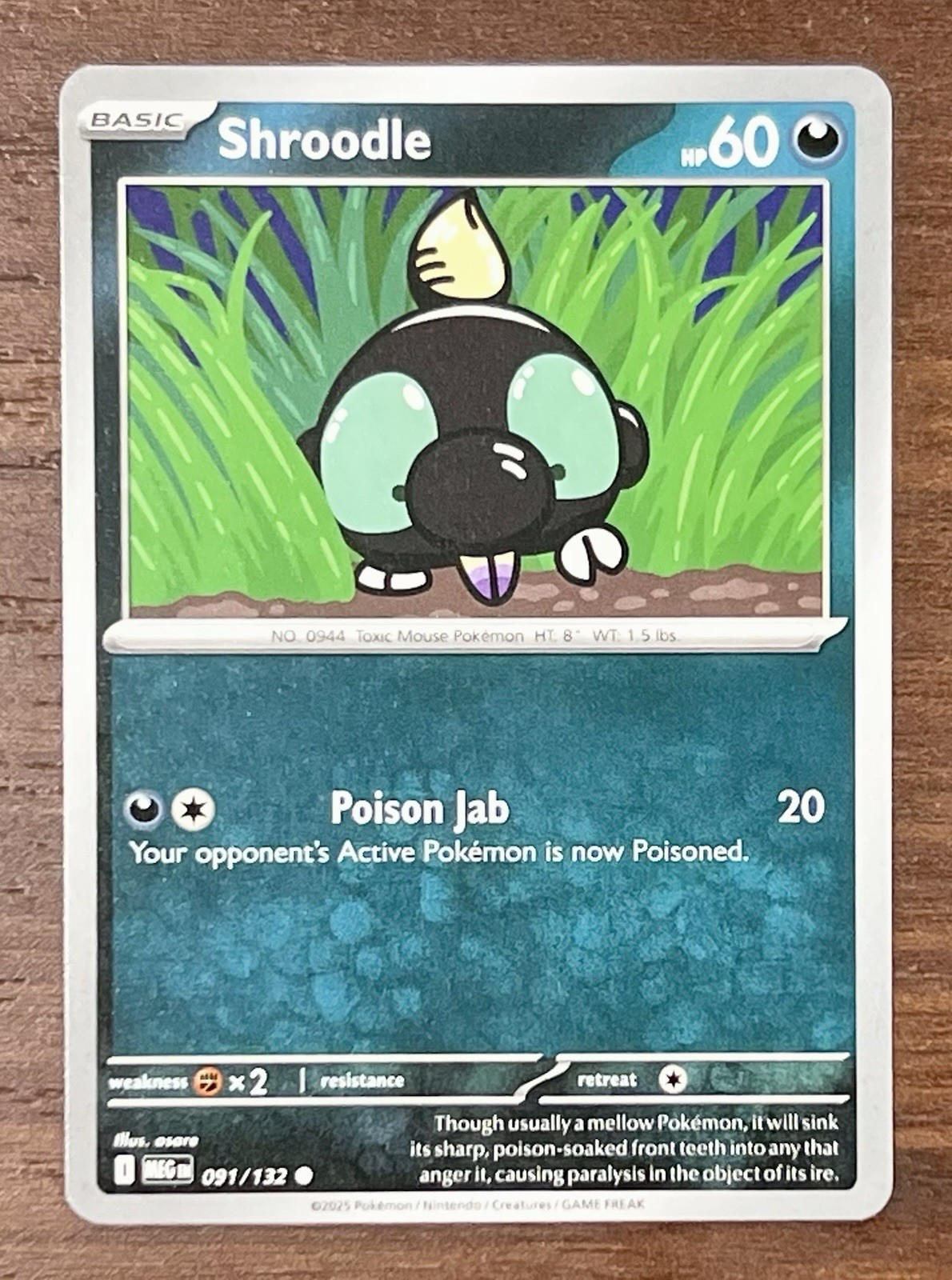 Pokemon - Shroodle 091/132  - Reverse Holo - Mega Evolution - NM/M