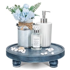 Decorative Display Risers for Living Room Decor - Farmhouse Wood Pedestal Sta...