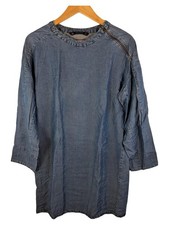 ZARA BASIC abito jeans donna abito midi blu zip taglia 36 S casual