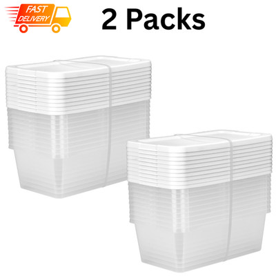 Sterilite Set of 10 6 Qt Clear Snap-On Lid Storage Boxes   Pack of 2 (20 Count)