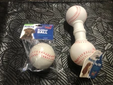 petking squeaker play toy dog rubber baseball &  dumbbell rattle baseball new