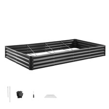Uimoso Carré Potager Surélevé en Métal Galvalume 240x120x29 cm Gris Foncé