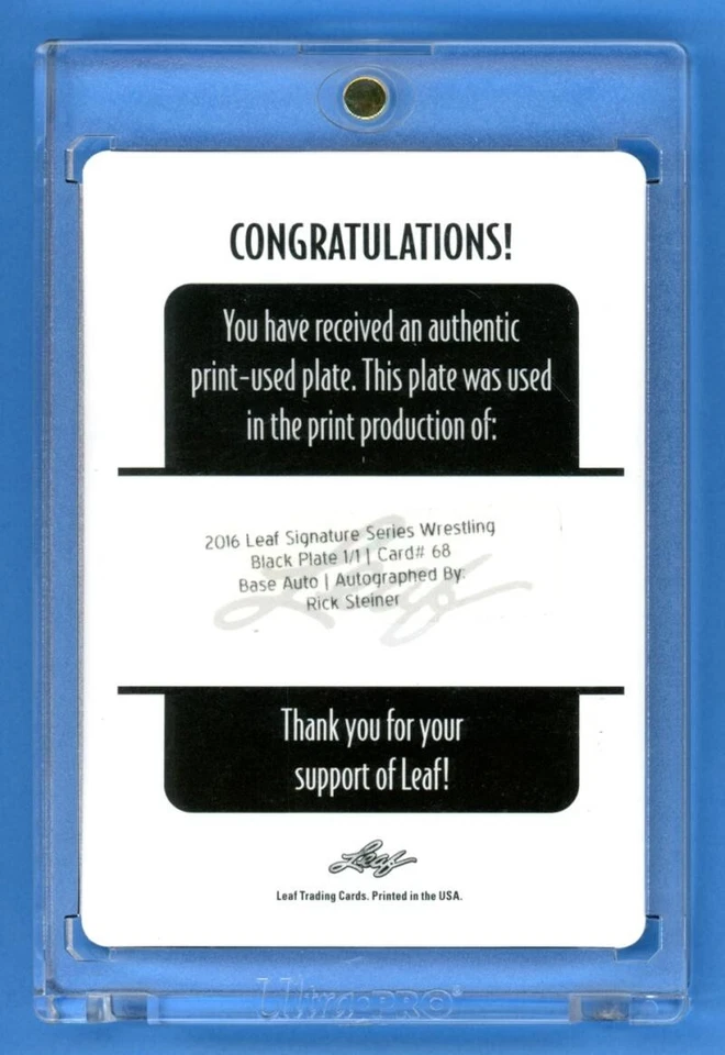 Placas de impresión Rick Steiner Auto 1/1 2016 Leaf Signature Series negras #68 Foto 2 de 2