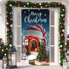 Christmas Decorations Merry Christmas Door Cover, 70.9 X 35.4 Inch
