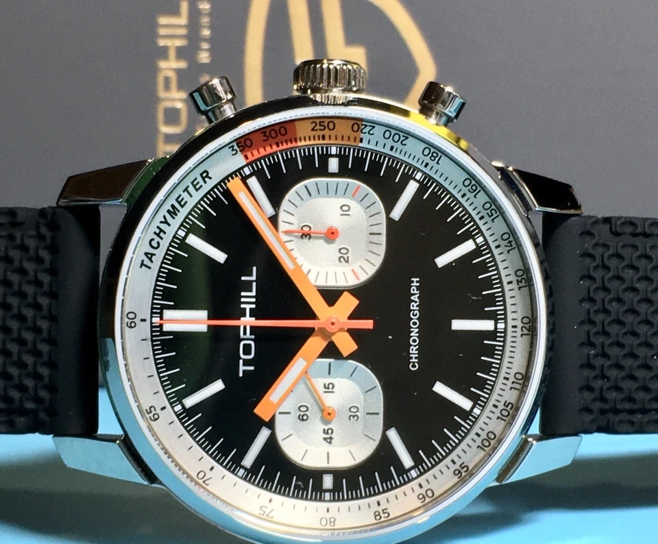 TOP HILL SEAGULL ST1901 MECHANICAL CHRONOGRAPH SAPPHIRE BLACK DIAL RACING 1963 - Image 2 of 4