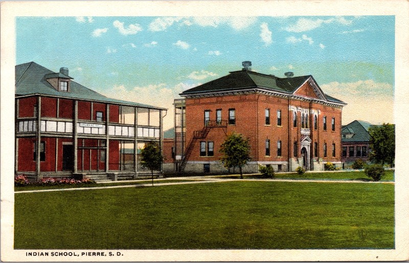 Indian School Pierre South Dakota Campus Building Bloom Bros Postcard