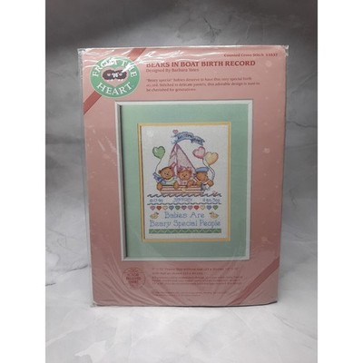 Dimensions From The Heart Counted Cross Stitch Kit Bears In Boat Birth Record