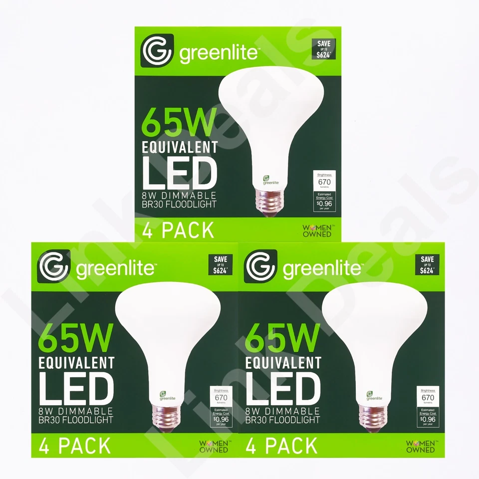 12 Pack GreenLite 65W Equivalent LED 8W Dimmable BR30 Floodlight - Image 2 of 4