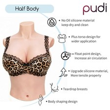 Half Body Silicone Breast C-G Cup Forms Breast Plate Realistic Fake Boobs