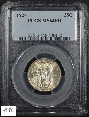 1927 Full Head Standing Liberty Silver Quarter 25C PCGS MS 64 FH