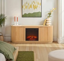 Reeded TV Stand with Fireplace Insert