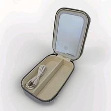 Pequeña Caja de Maquillaje con Espejo Relleno de Luz, Estuche Portátil de Cosméticos, Luz LED