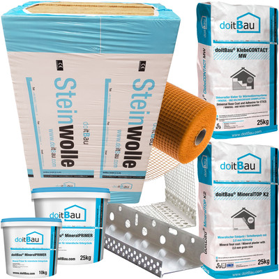 Komplettpaket 7 SET 60mm 100-400m² 034 doitBau Steinwolle Fassadendämmung WDVS