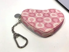 COACH Coin case Pouch Accessory case Heart Pink Key chain 11.5cm