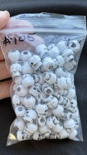 Skull Beads Bone White Pony Beads Made in USA 105 Qty