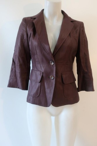 Womens Max Mara Brown (Item- 6) Pure Linen 2-Button Fitted Blazer Jacket 4