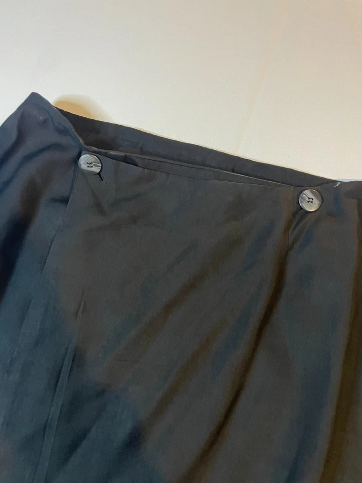 Vintage PER LUI PER LEI Wrap Skirt Large Black 100% Silk Midi A-Line Casual - Image 2 of 4